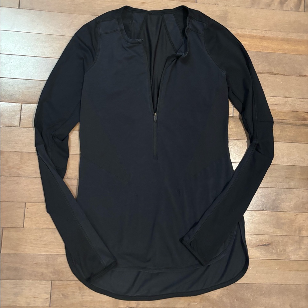 Lululemon Ride Inside Half Zip Long Sleeve Light Pullover Thumbholes black small